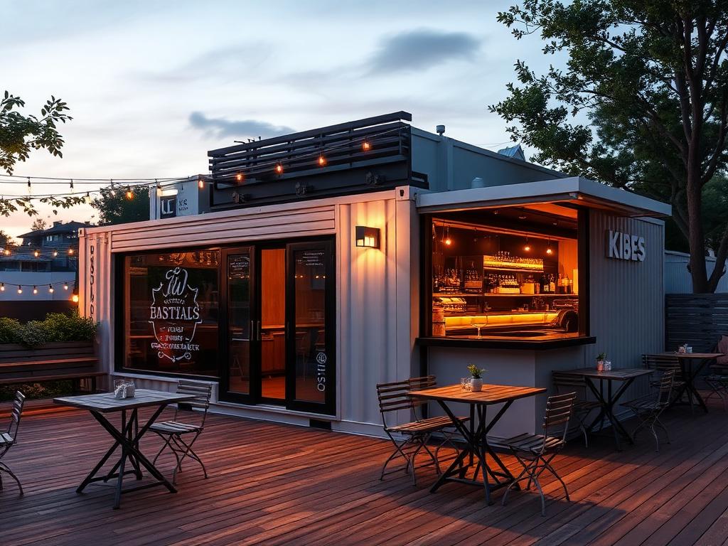 Restaurante modular en contenedor con terraza exterior